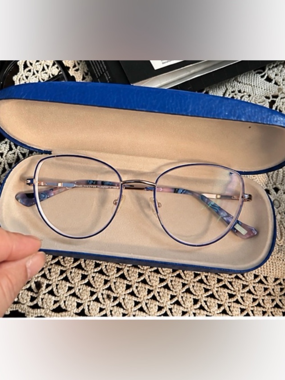 Women's Round Metal Frame Glasses in Light Purple - Vintage, With Box
